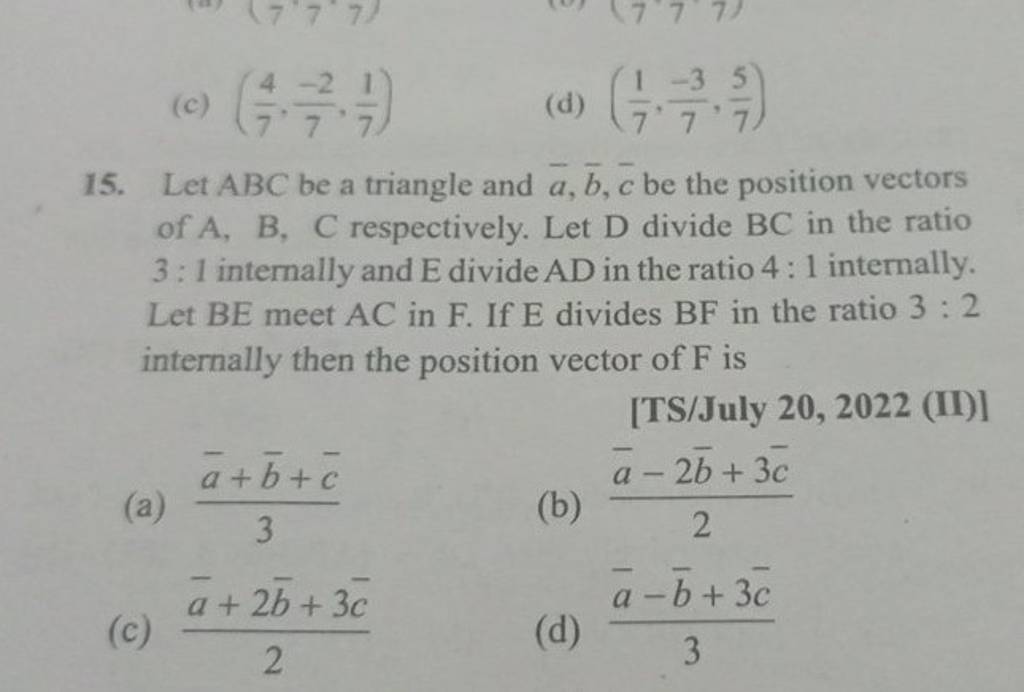 Let ABC Be A Triangle And Aˉ,bˉ,cˉ Be The Position Vectors Of A, B, C Res..