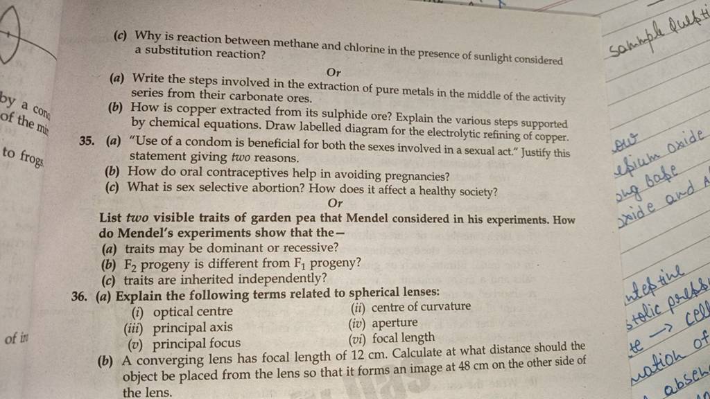 Why is reaction between methane and chlorine in the presence of sunlight..