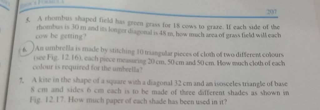 5. A rhombus shaped field has green grass for 18 cows to graze. If eac