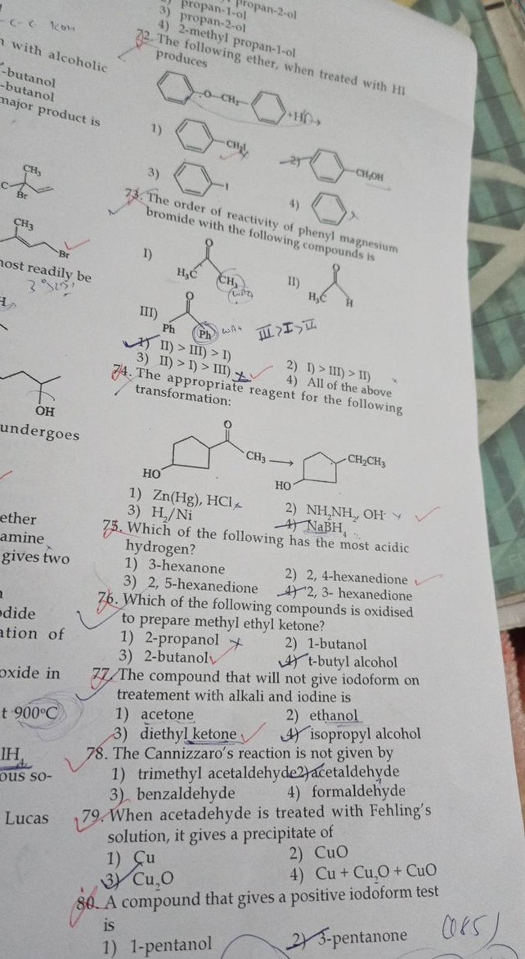 The order of reactivity bromide with the follow of phenyl magnesium I) II..