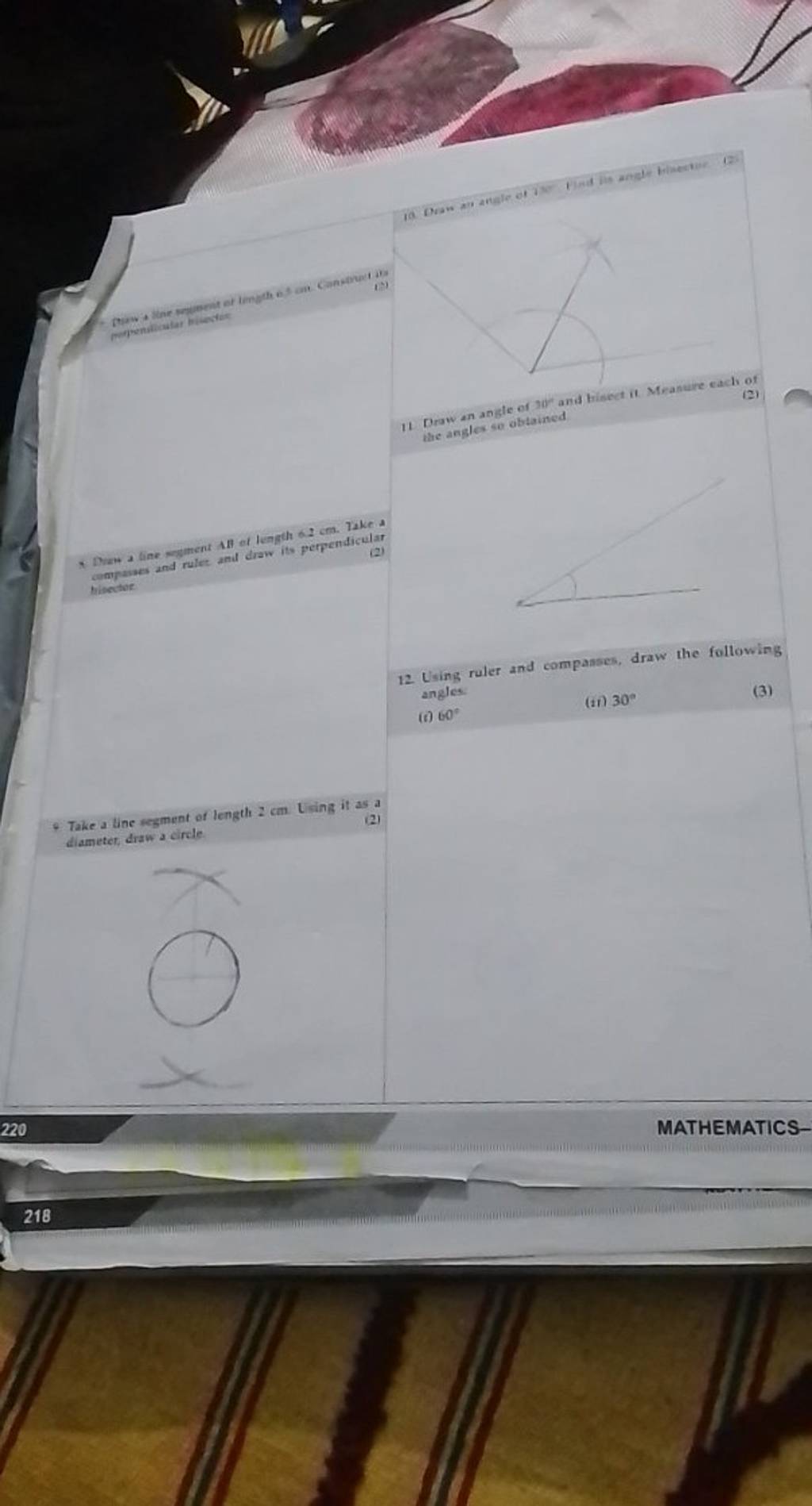 220 218 De segment of length 63 on Construct its 1 (2) * Draw a line segm..