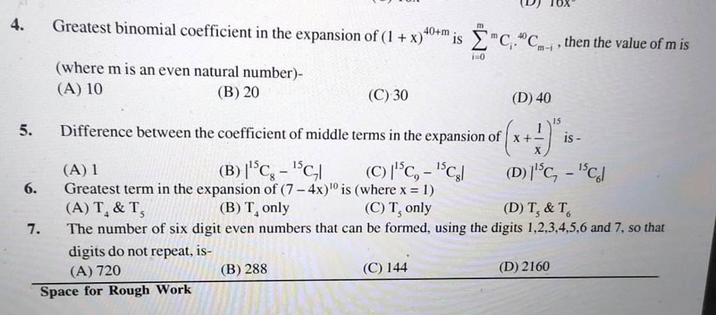 greatest-binomial-coefficient-in-the-expansion-of-1-x-40-m-is-i-0m-mci