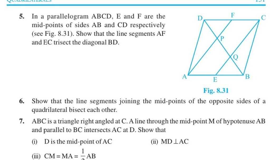 5 In A Parallelogram Abcde And F Are The Mid Points Of Sides Ab And Cd 2146