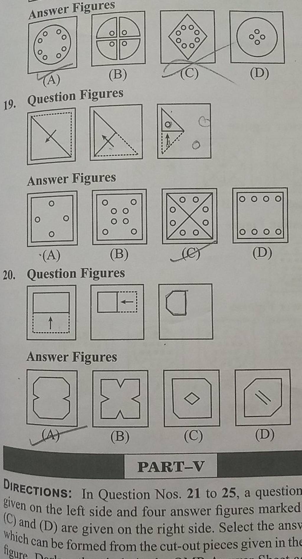 Answer Figures (A) (B) 19. Question Figures Answer Figures (A) (B) (C) (D..
