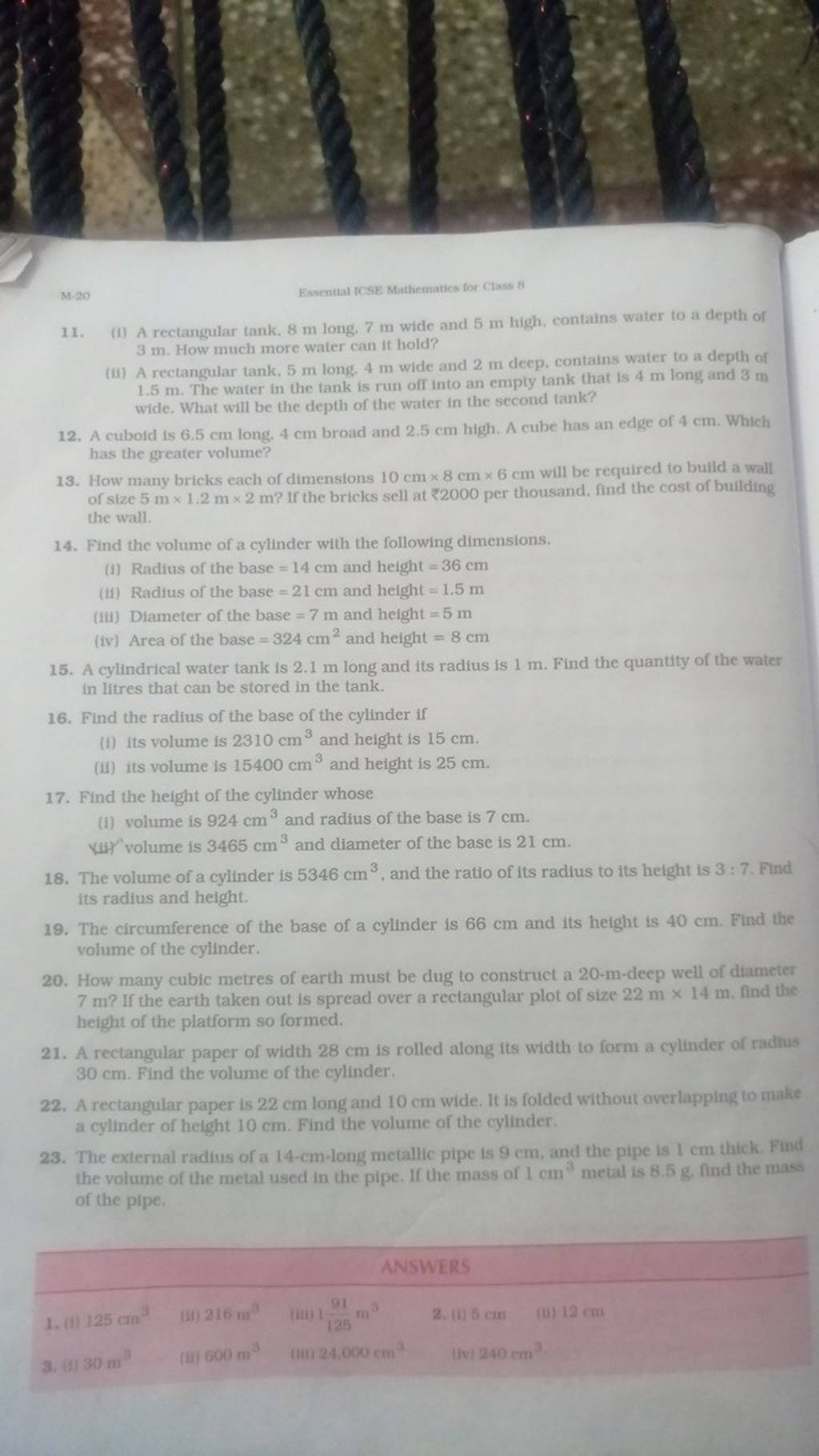 11. (i) A rectangular tank. 8 m long. 7 m wide and 5 m high, contains wat..