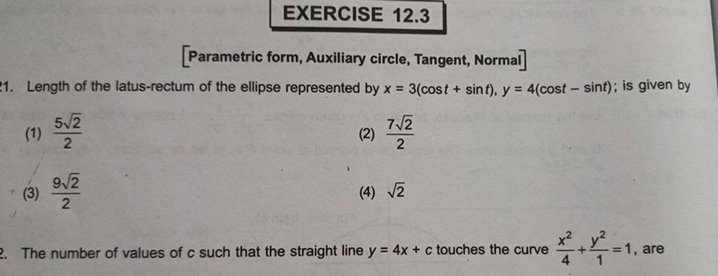 parametric form of circle tangent