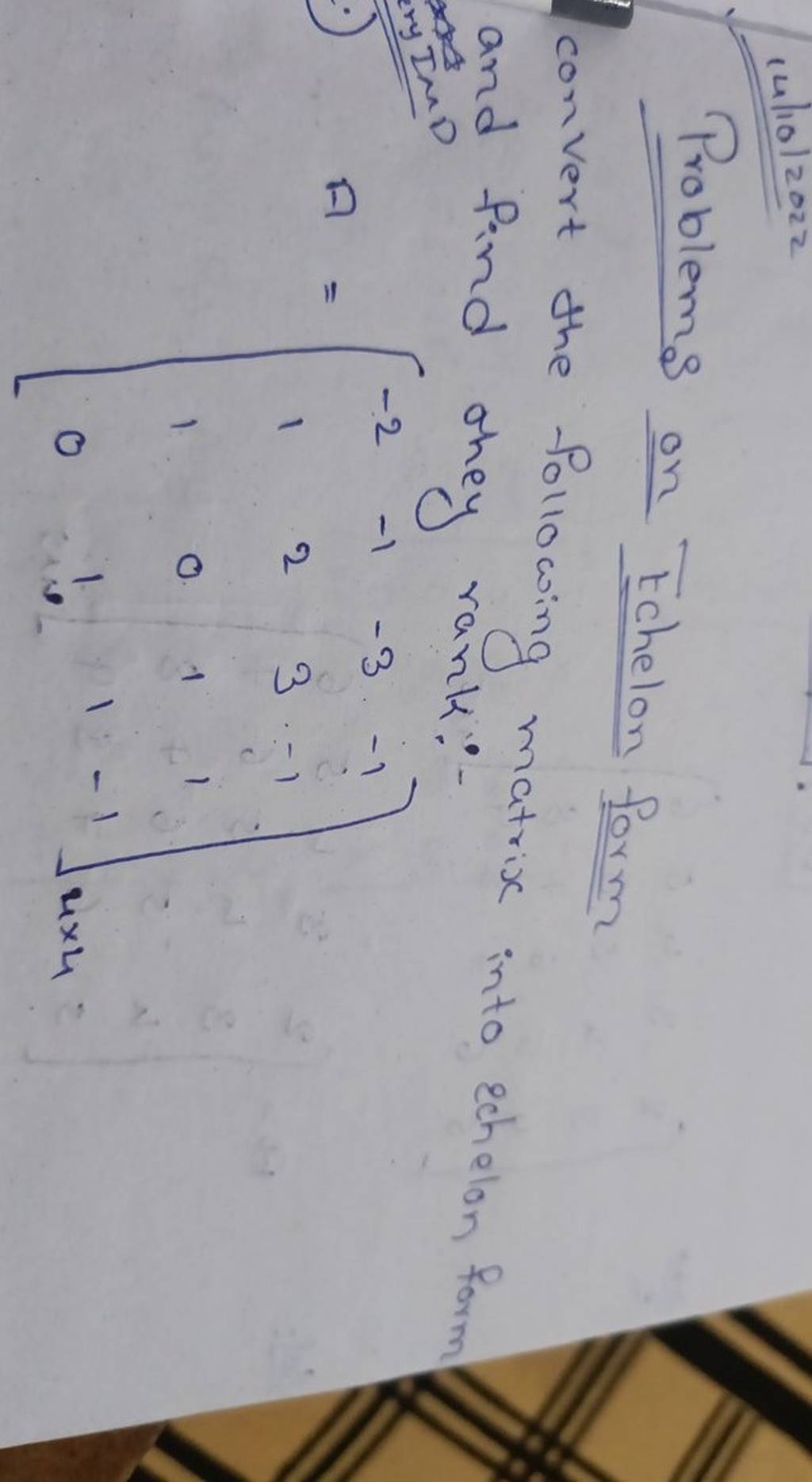 echelon form of matrix example problems