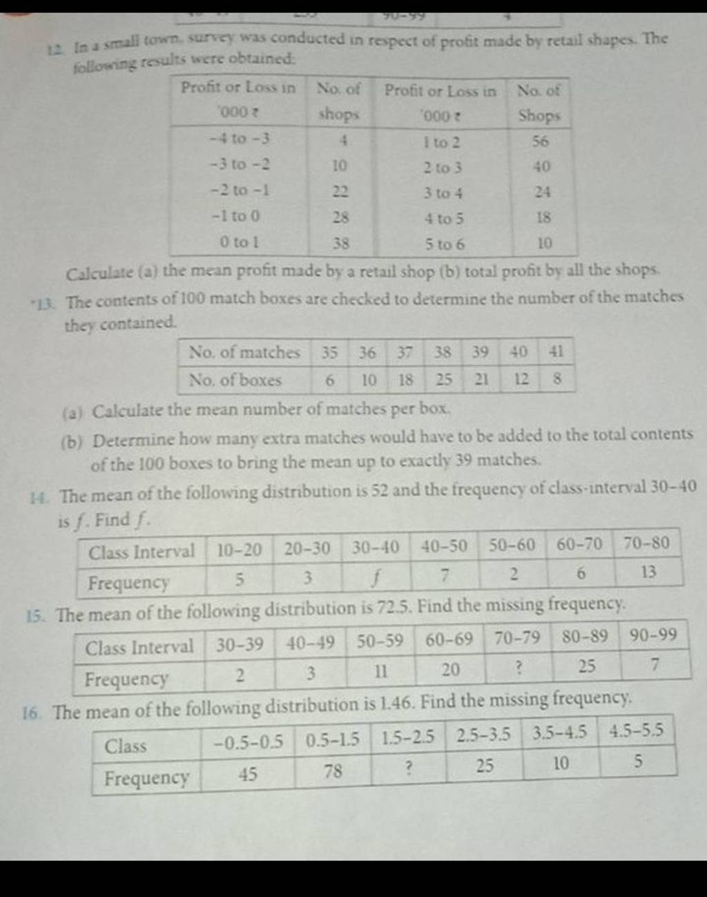 12 In A Small Town Survey Was Conducted In Rexpect Of Protit Made By Re 12 In A Small Town Survey Was Conducted In Rexpect Of Protit Made By Re