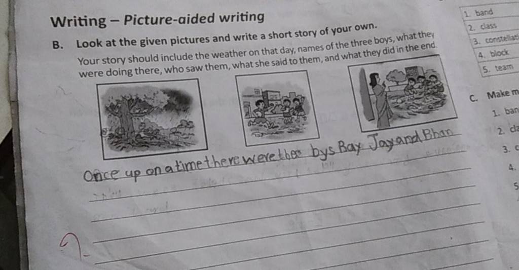 Writing - Picture-aided Writing B. Look At The Given Pictures And Write A..