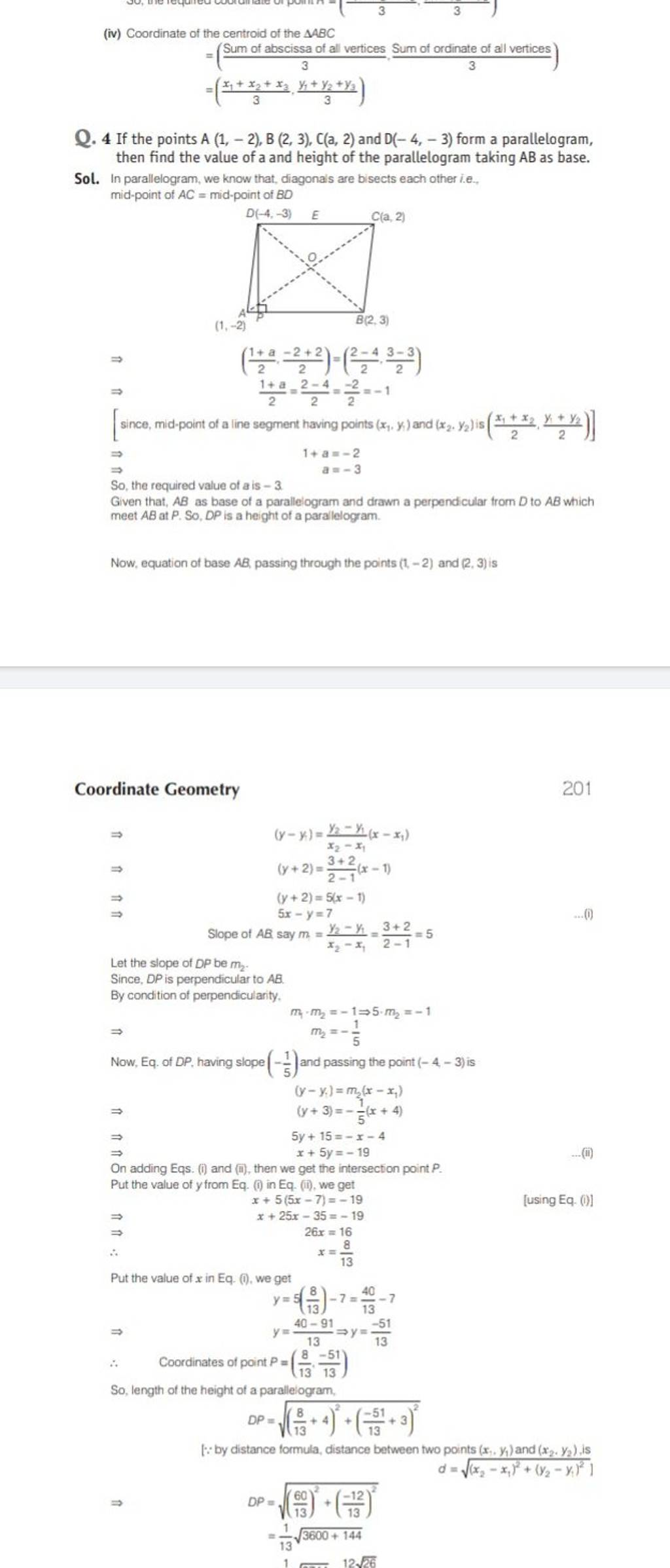 (iv) Coordinate of the centroid of the ABC =(3 Sum of abscissa of all ve..