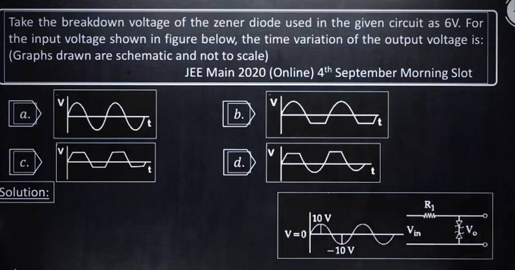 Take the breakdown voltage of the zener diode used in the given circuit a..