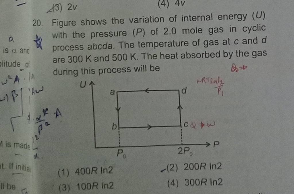 Figure shows the variation of internal energy (U) a with the pressure (P)..