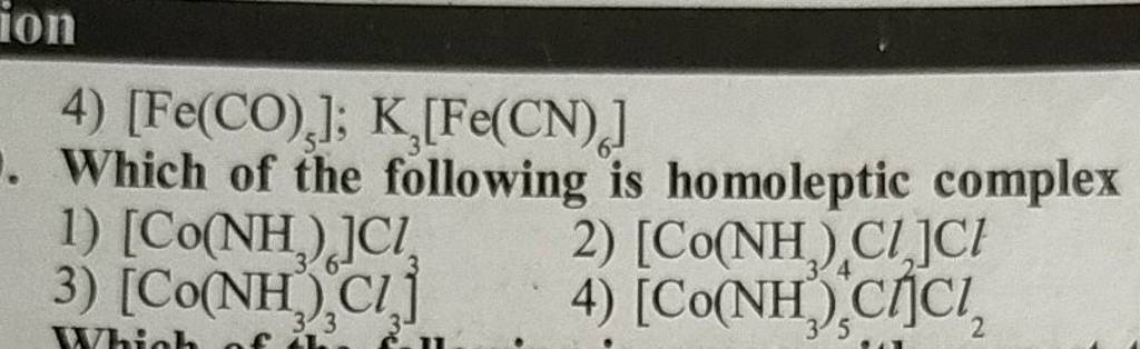 Homoleptic Complex Examples With Formula