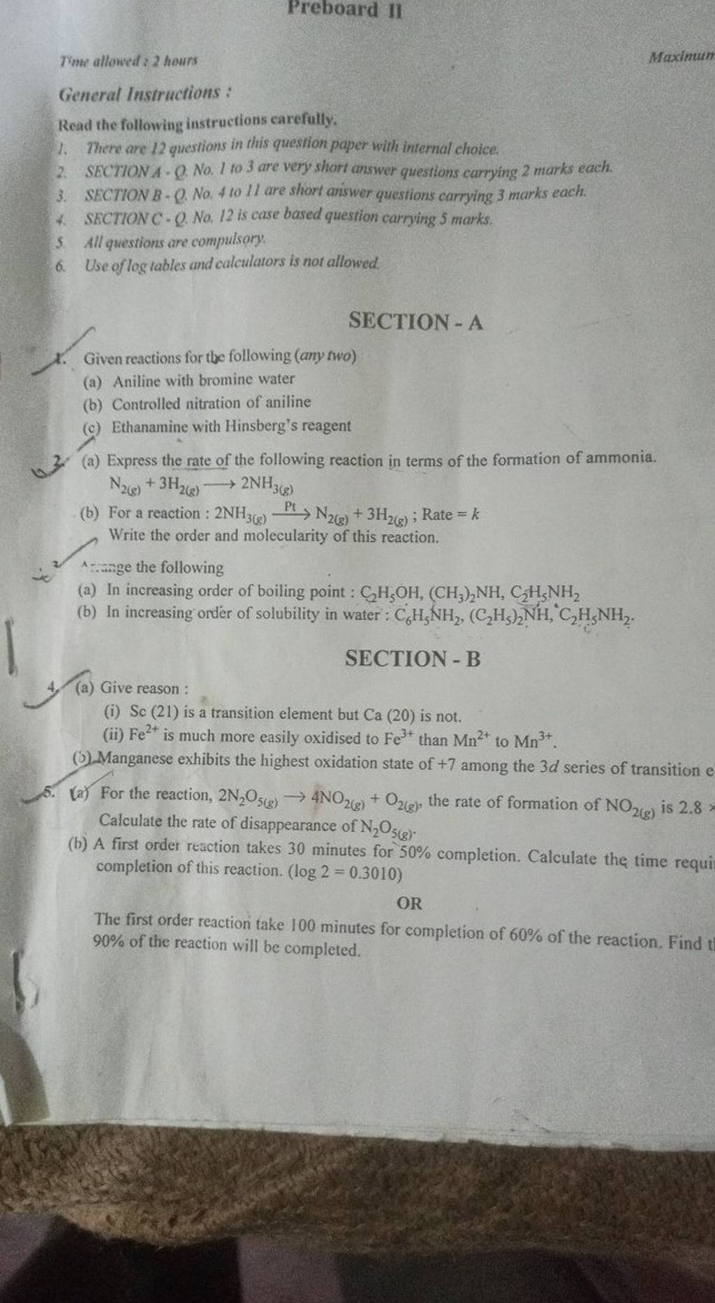 Aniline With Bromine Water b Controlled Nitration Of Aniline c Ethan 