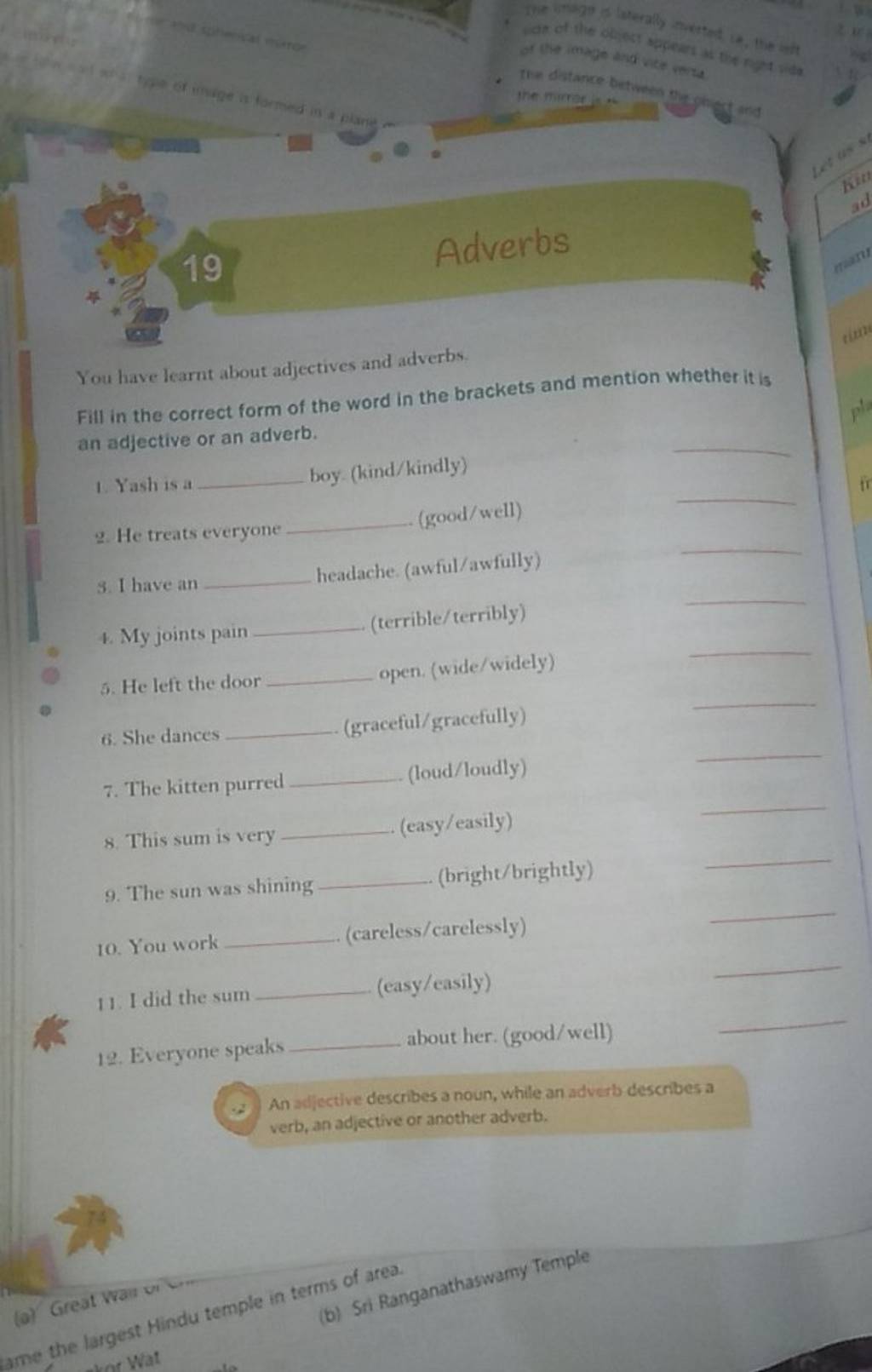 You have learnt about adjectives and adverbs. Fill in the correct form of..