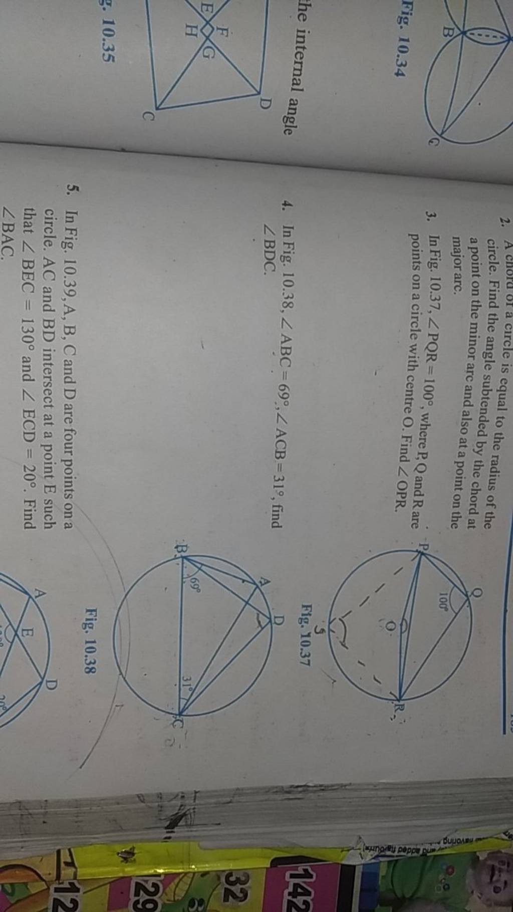 2. A crora or a circle is equal to the radius of the circle. Find the 