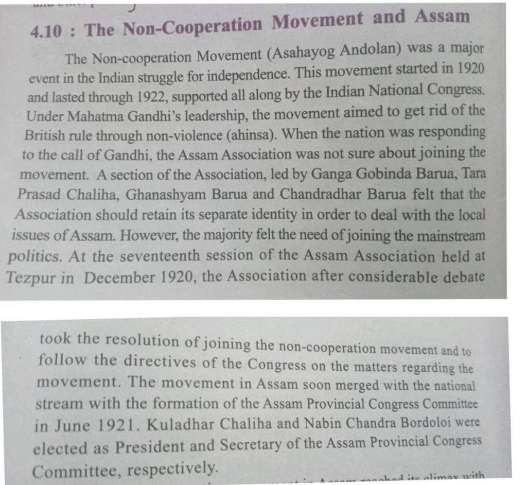 4.10 : The Non-Cooperation Movement and Assam The Non-cooperation ...