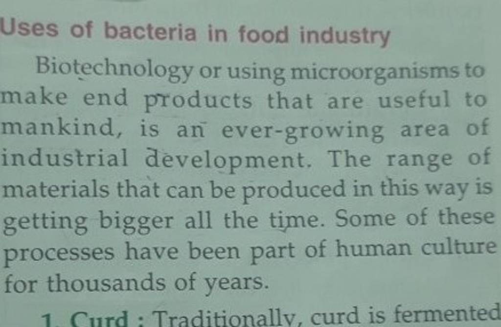 assignment on bacteria in food industry