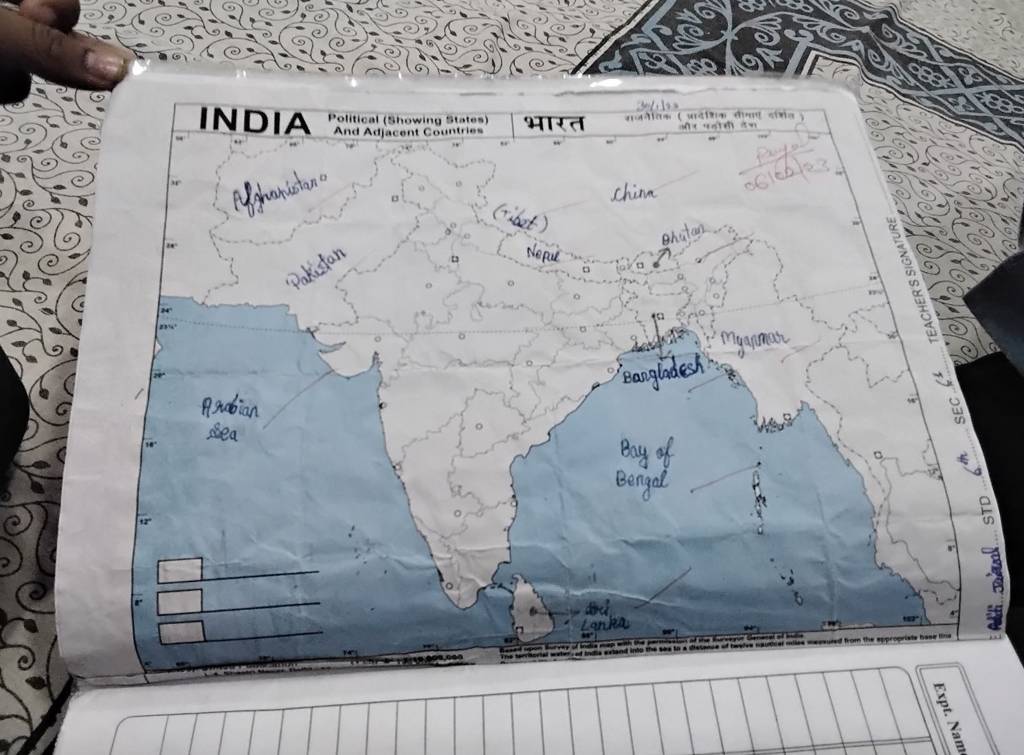 -INDIA Politieal (Showing States) And Adjacent Countries भारत Afprosintar..