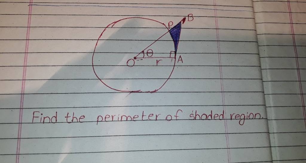 find the perimeter of the shaded region of a rectangle