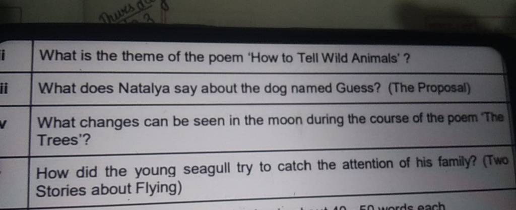 What is the theme of the poem 'How to Tell Wild Animals' ? What does Nata..