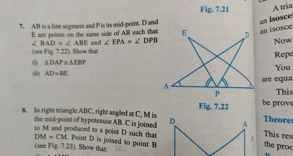7 Ab Is A Line Segment And P Is Its Mid Point D And E Are Points On The 4904