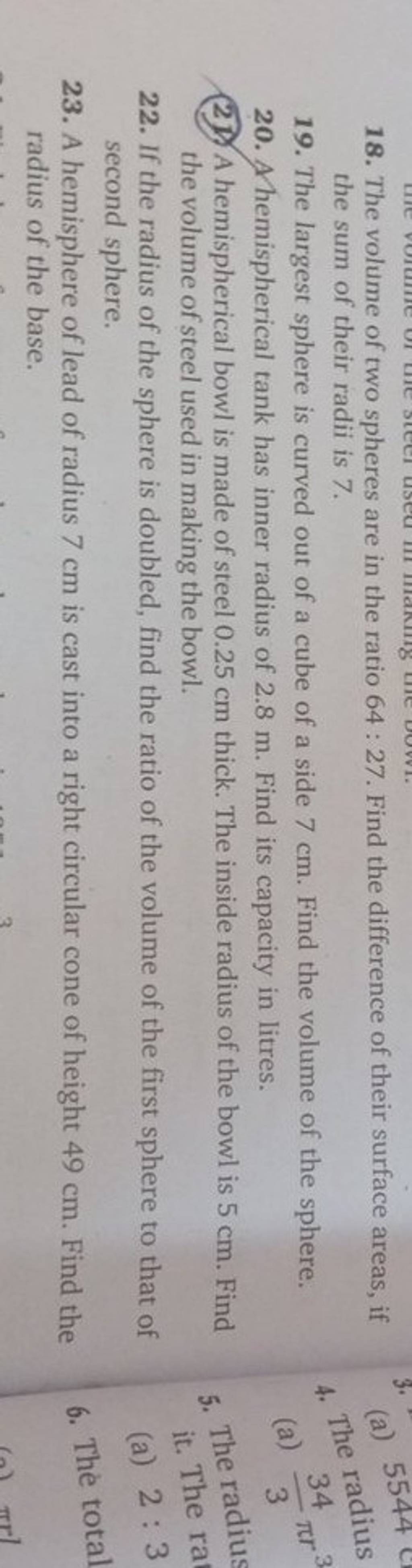 18-the-volume-of-two-spheres-are-in-the-ratio-64-27-find-the-difference