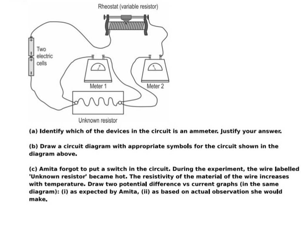 Rheostat (variable resistor) (a) Identify which of the devices in the cir..