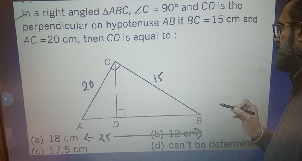 In A Right Angled Abc∠c90∘ And Cd Is The Perpendicular On Hypotenuse A 7417