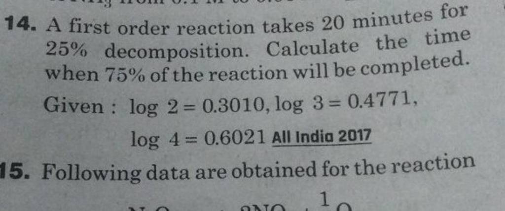 14-a-first-order-reaction-takes-20-minutes-for-25-decomposition-calcul