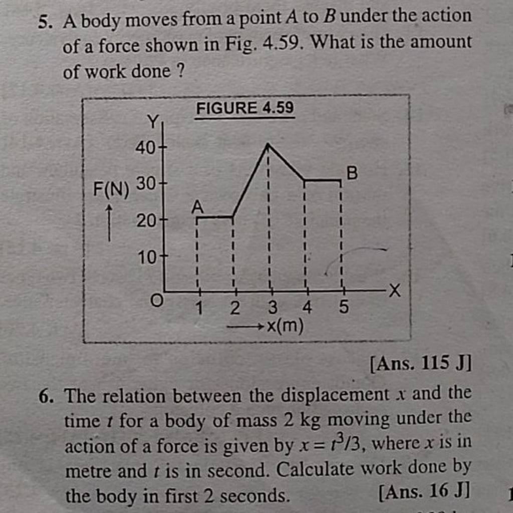 5 A Body Moves From A Point A To B Under The Action Of A Force Shown In