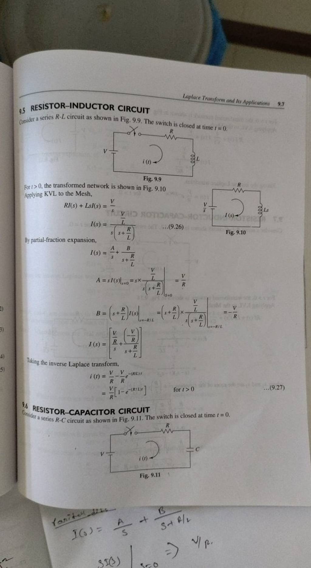 Laplace Transform and lis Applications 9.7. Q.5 RESISTORINDUCTOR CIRCUIT..