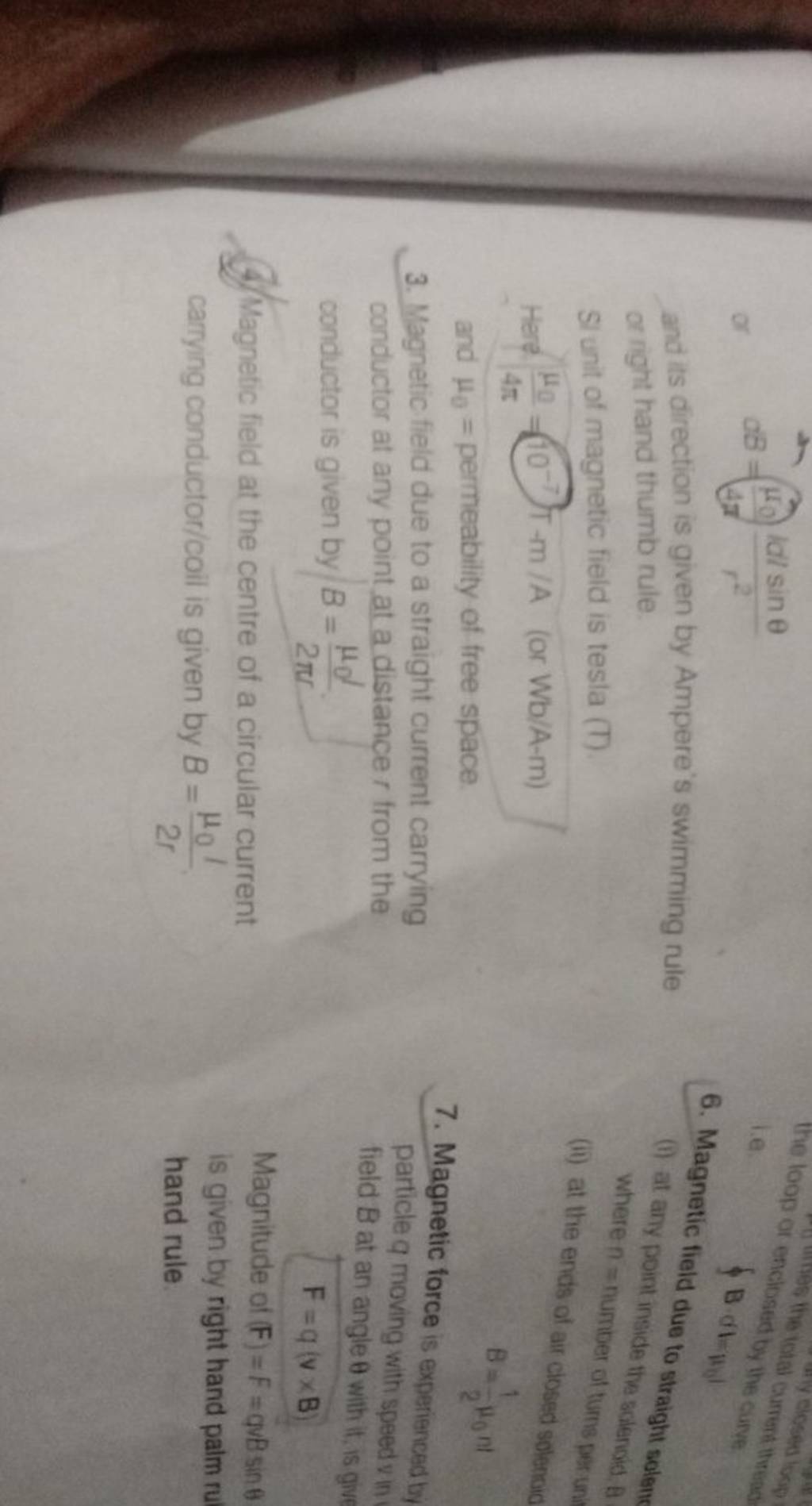 and its direction is given by Ampere's swimming rule of right hand thumb