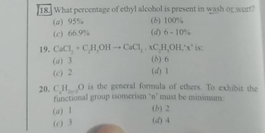 cnh2n 2o is general formula of ethers