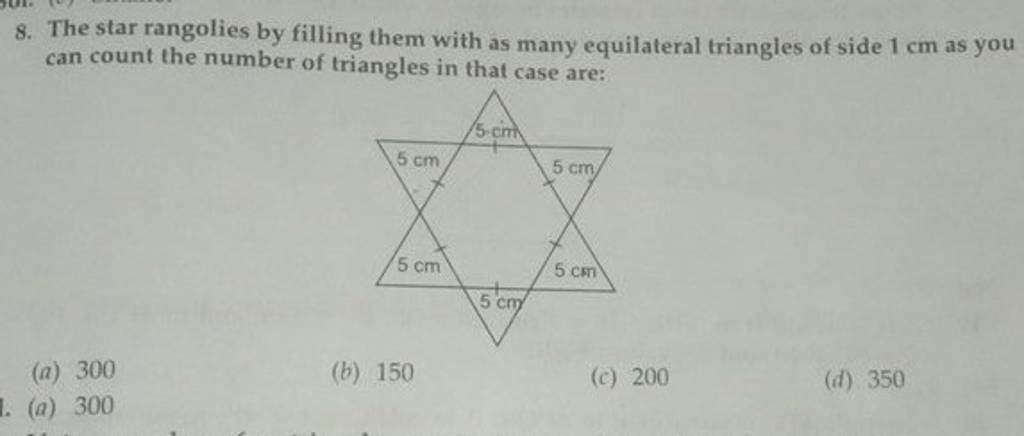 8. The star rangolies by filling them with as many equilateral triangles