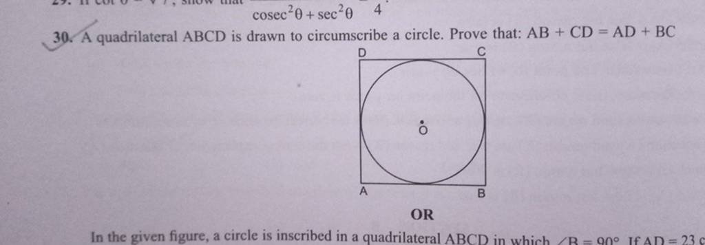 30 A Quadrilateral Abcd Is Drawn To Circumscribe A Circle Prove That A 0652