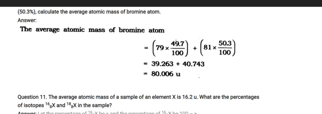 how to calculate the average atomic mass of bromine atom