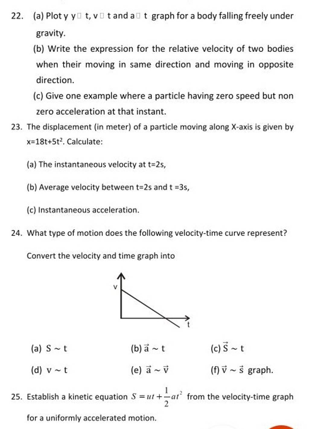 (a) Plot y,y t,v t and a t graph for a body falling freely under gravity...
