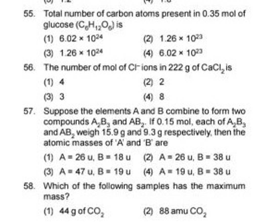 Suppose The Elements A And B Combine To Form Two Compounds A2 B3 And AB2..