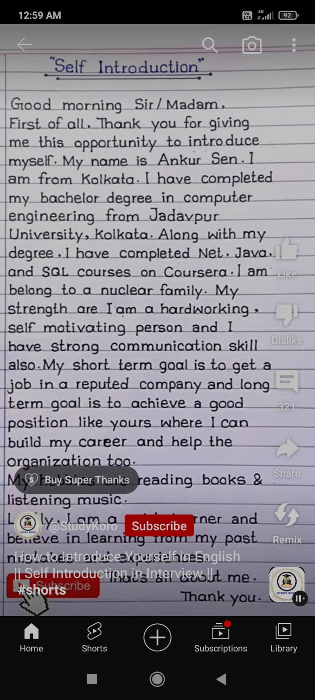  Self Introduction Good Morning Sir Madam First Of All Thank You For G 