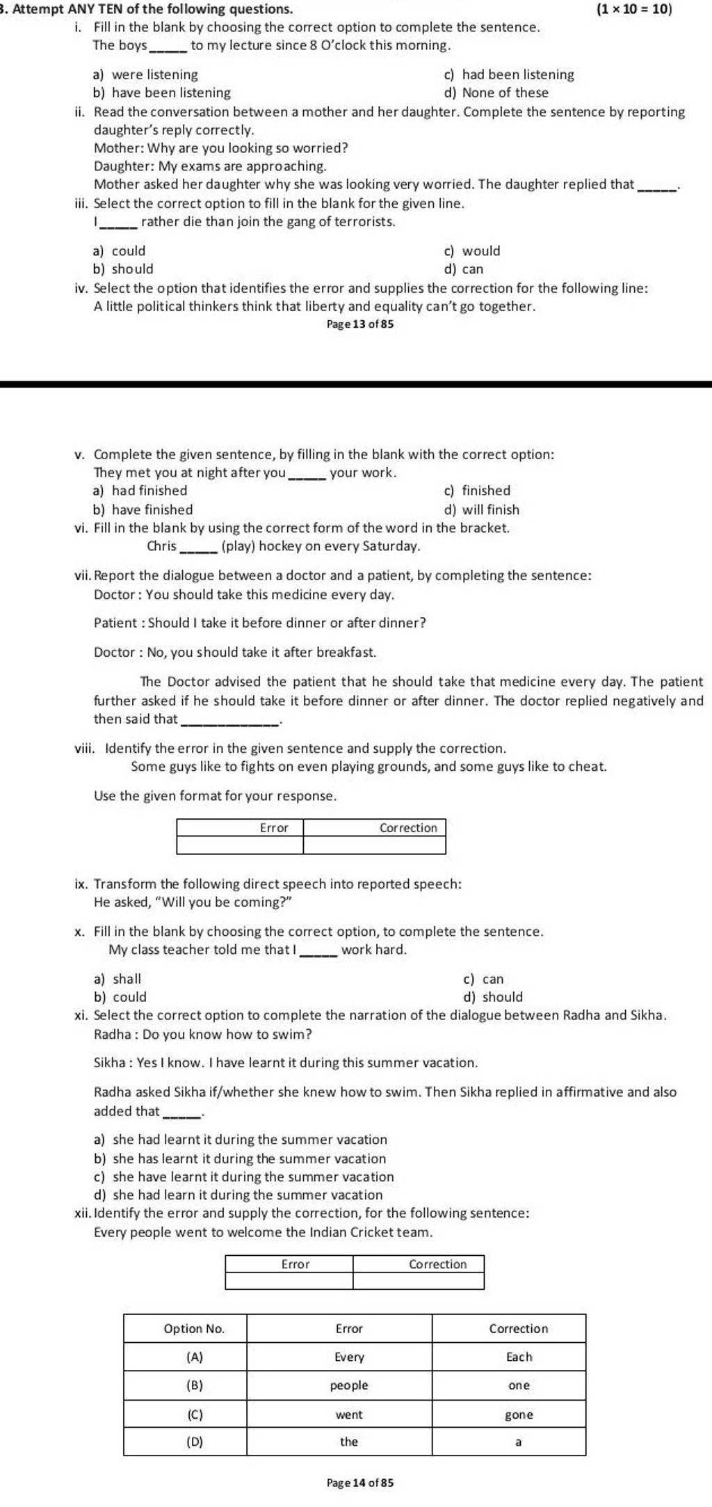 Select the option that identifies the error and supplies the correction f..