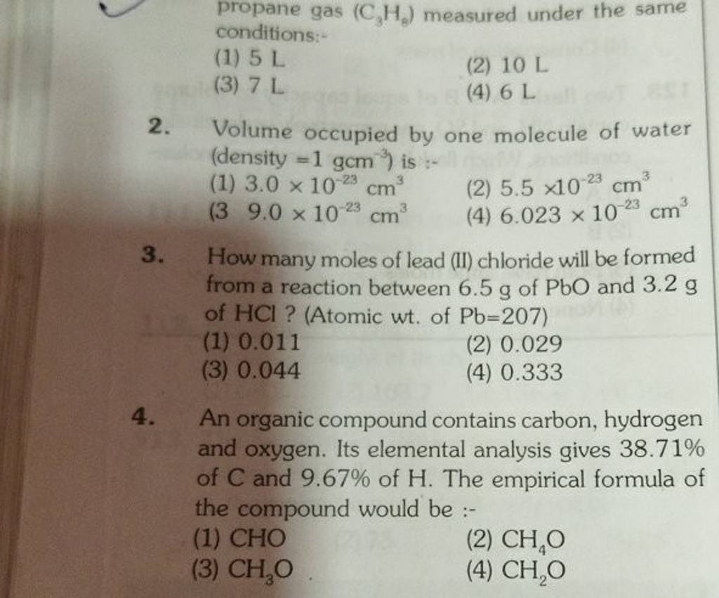 propane gas (C3 H8 ) measured under the same conditions Filo