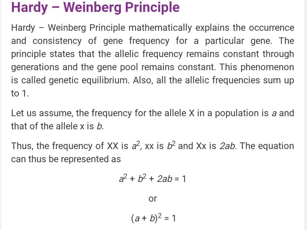 genetic equilibrium example