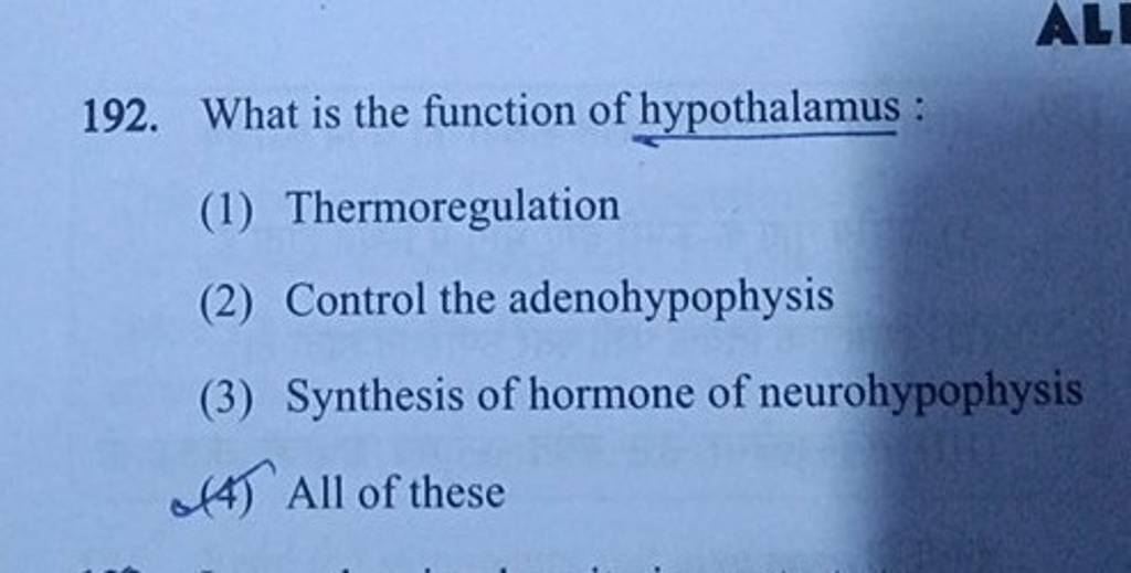 What is the function of hypothalamus Filo