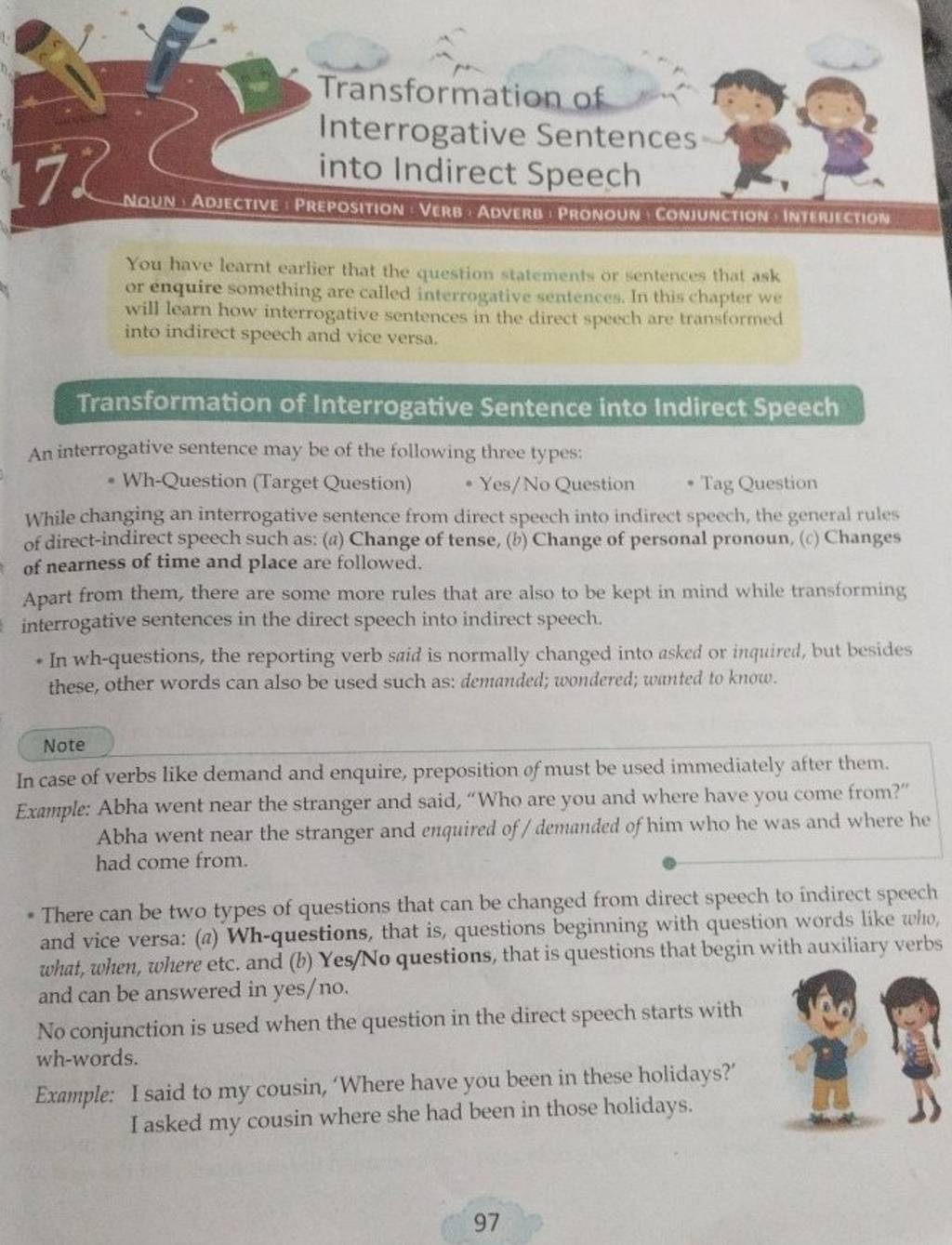 change into indirect speech of interrogative sentences