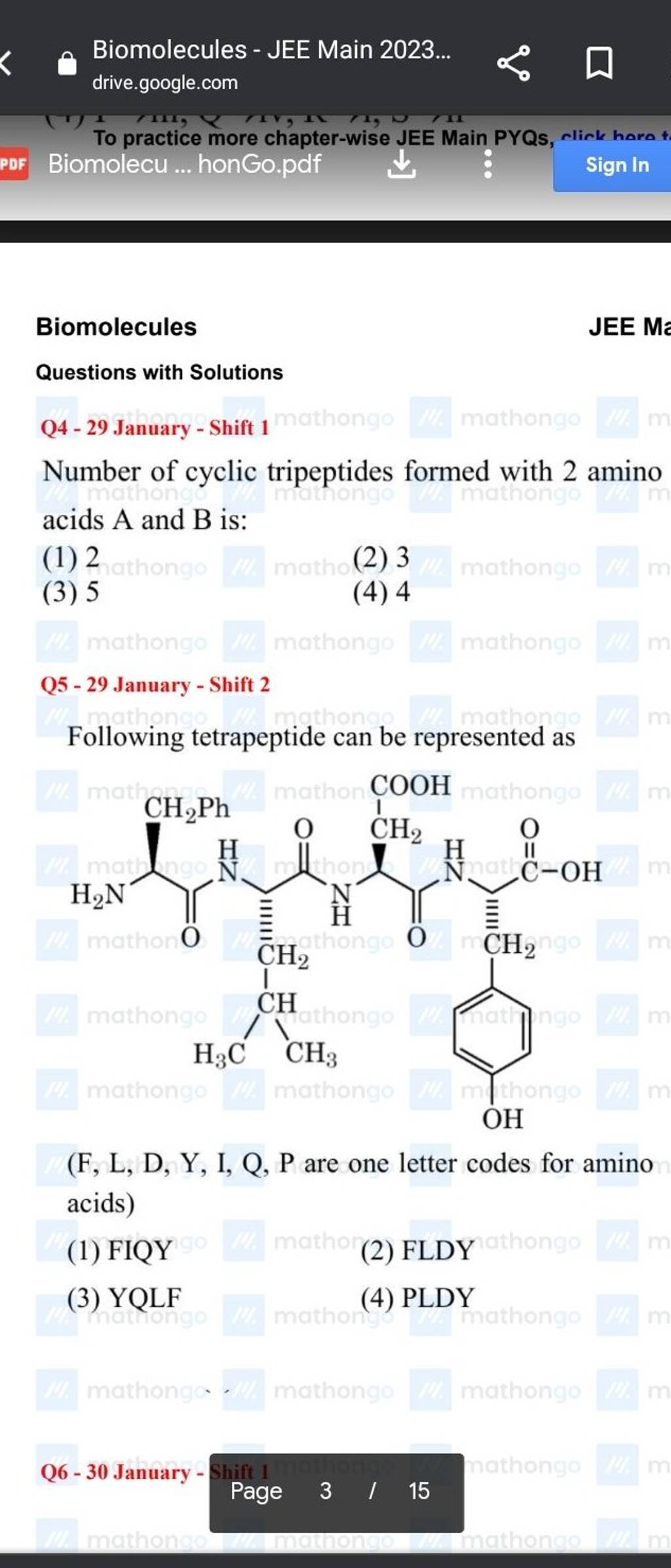 Biomolecules JEE Main 2023... To practice more chapter..