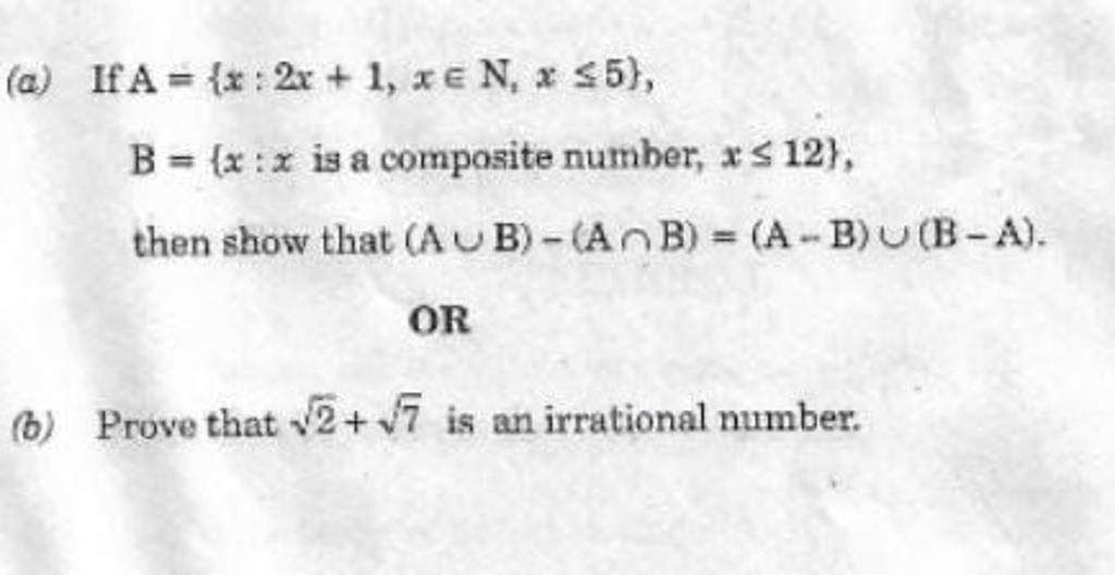 A If A {x 2x 1 X∈n X≤5} B {x X Is A Composite Number X≤12} Then Show