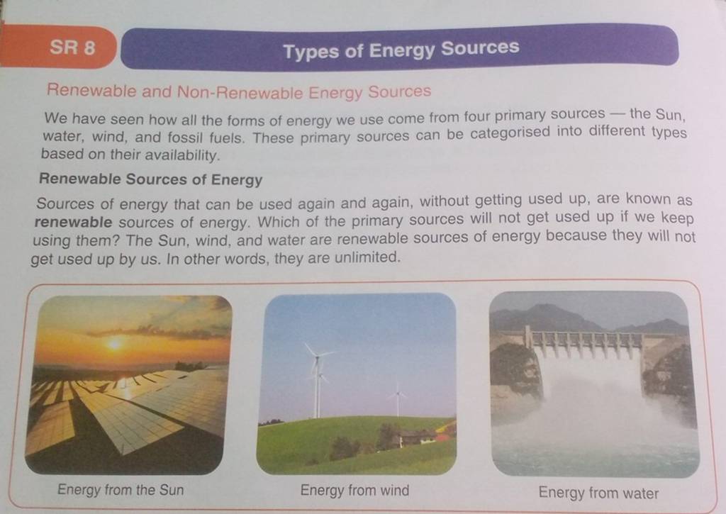 SR 8Types of Energy SourcesRenewable and NonRenewable Energy SourcesWe h..