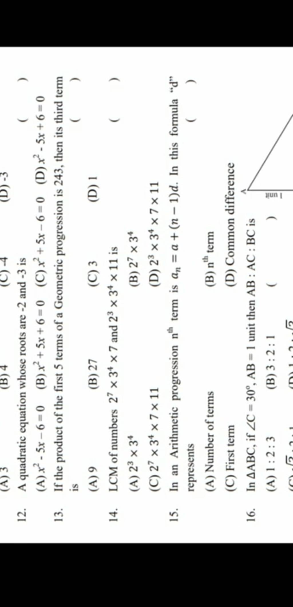 12-a-quadratic-equation-whose-roots-are-2-and-3-is-a-x2-5x-6-0-b-x