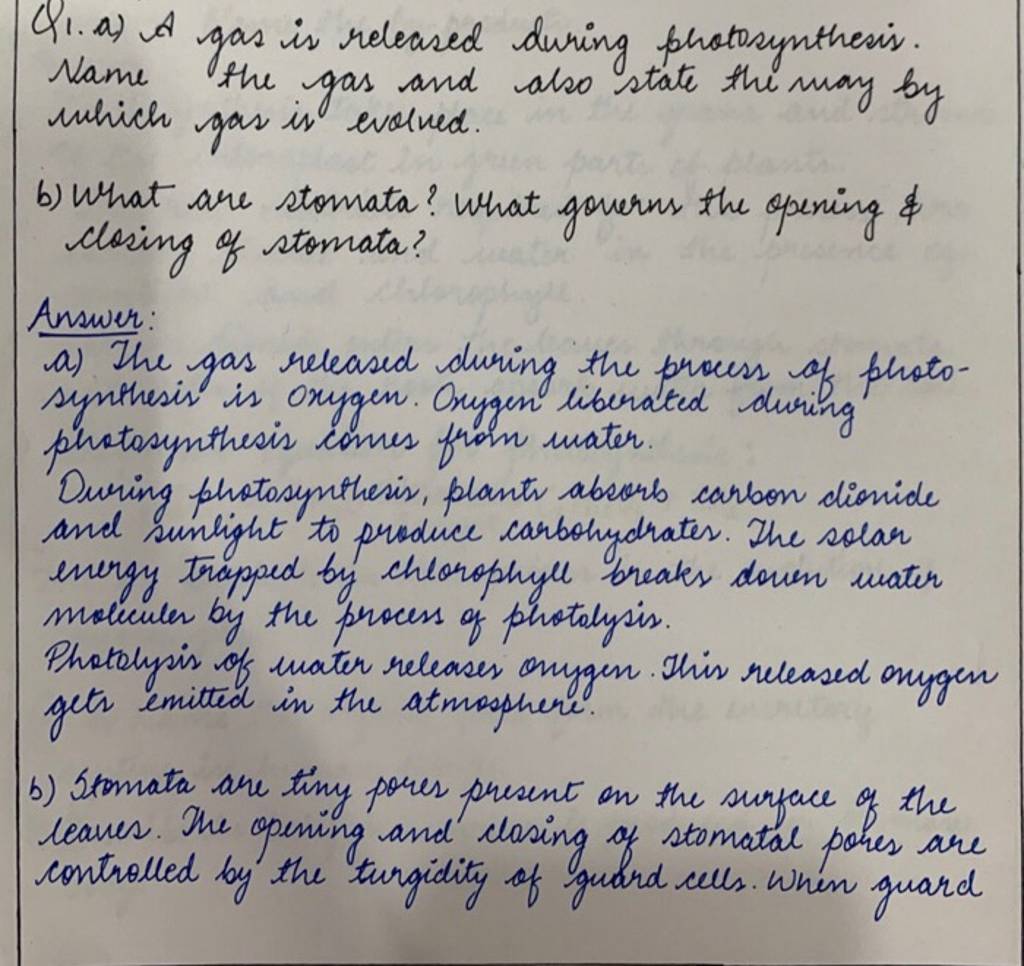 Q1 A A Gas Is Released During Photosynthesis Name The Gas And Also Sta o2-is-liberated-during-photosynthesis-experiment-youtube